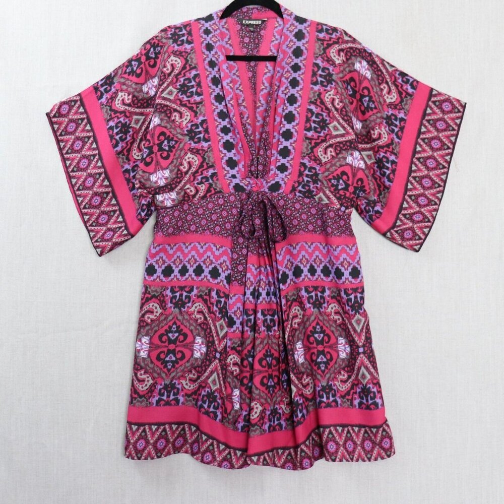 Express Pink and Purple Patterned Dress - Picture 3 of 16